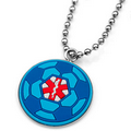 Rubber & Stainless Blue Soccer Ball Medical Medium Pendant
